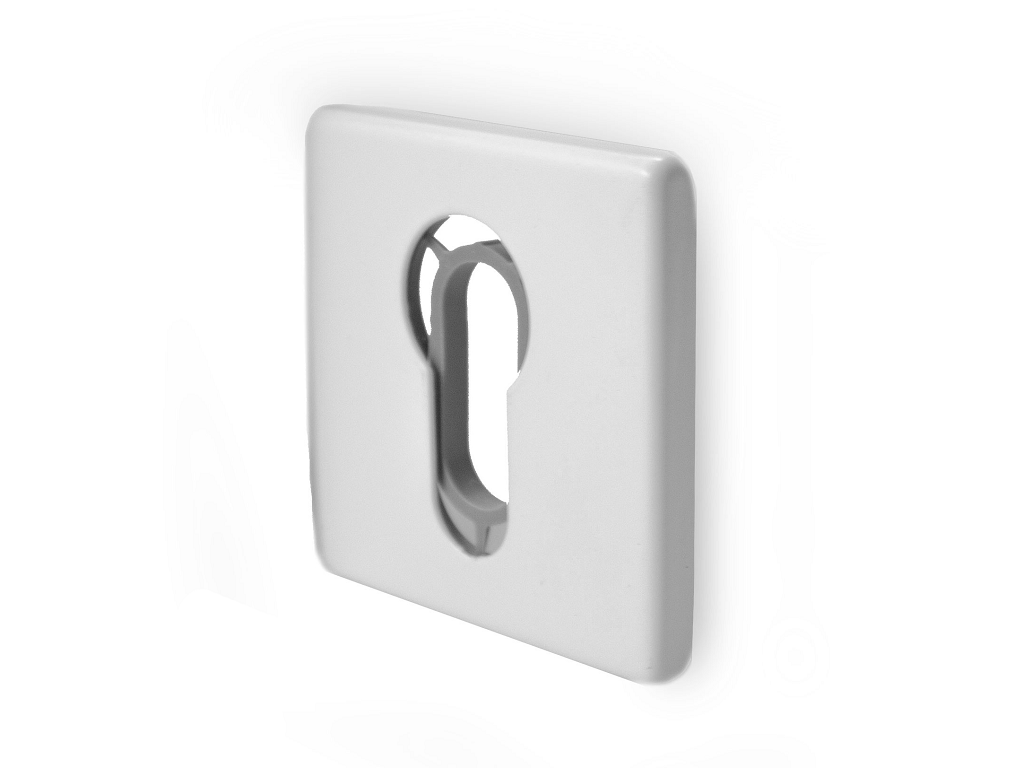 Bocchetta Quadra Foro Yale per Cilindro Europeo d.50x50x5h Ral 9016 Bianco Opaco  Fimet Maniglie - immagine 1